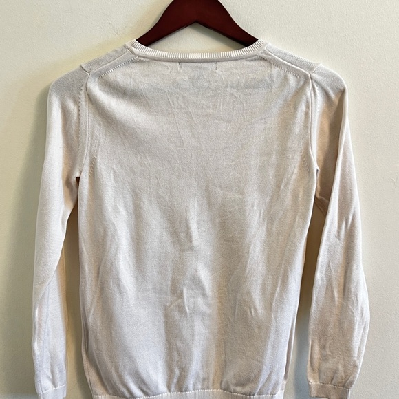 Banana Republic Long Sleeve Crew Neck Cream Knit Sweater Patterned Front Small - Picture 7 of 9